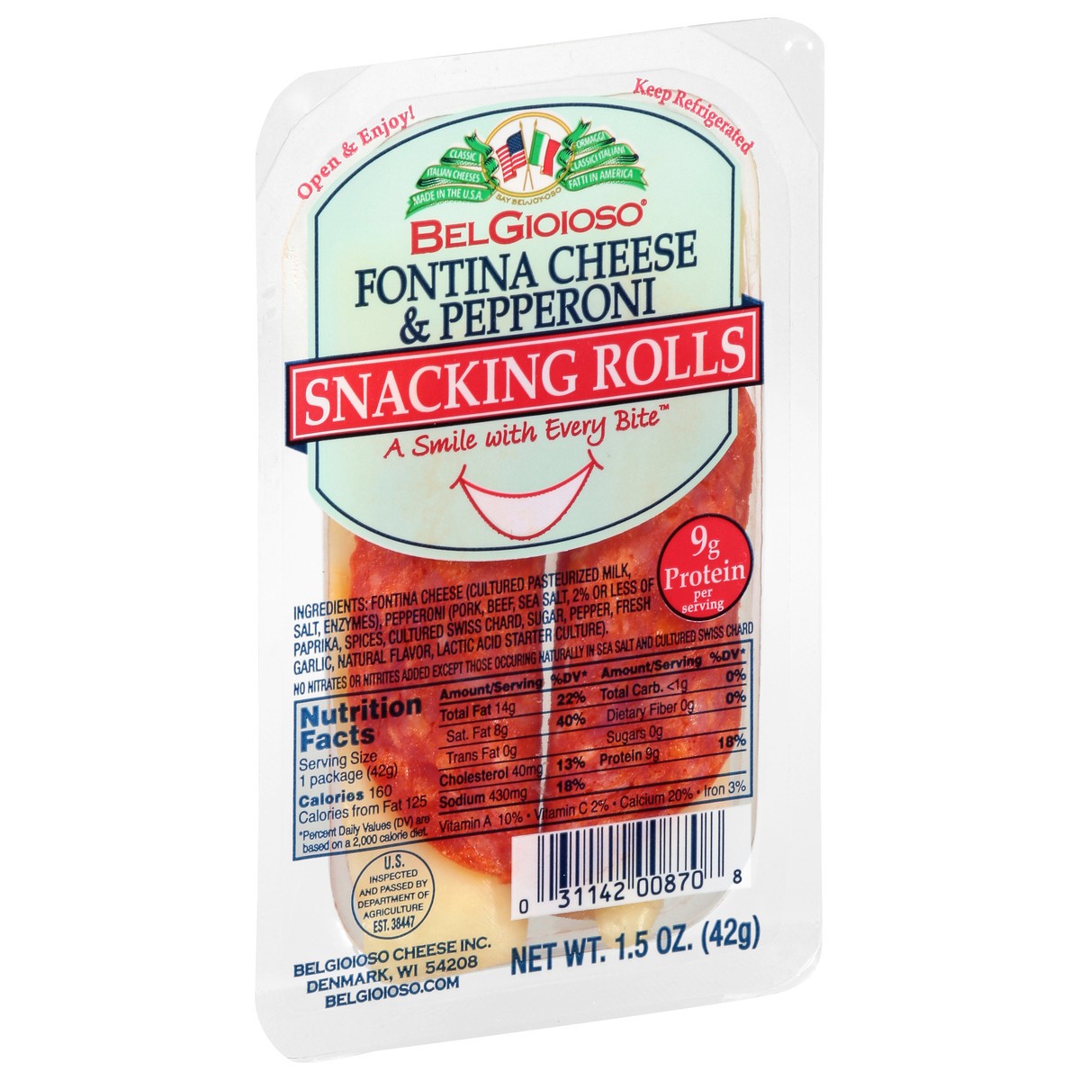slide 4 of 4, Belgioioso Pepperoni & Fontian Cheese Snacking Rolls - 1.5 OZ, 1.5 oz