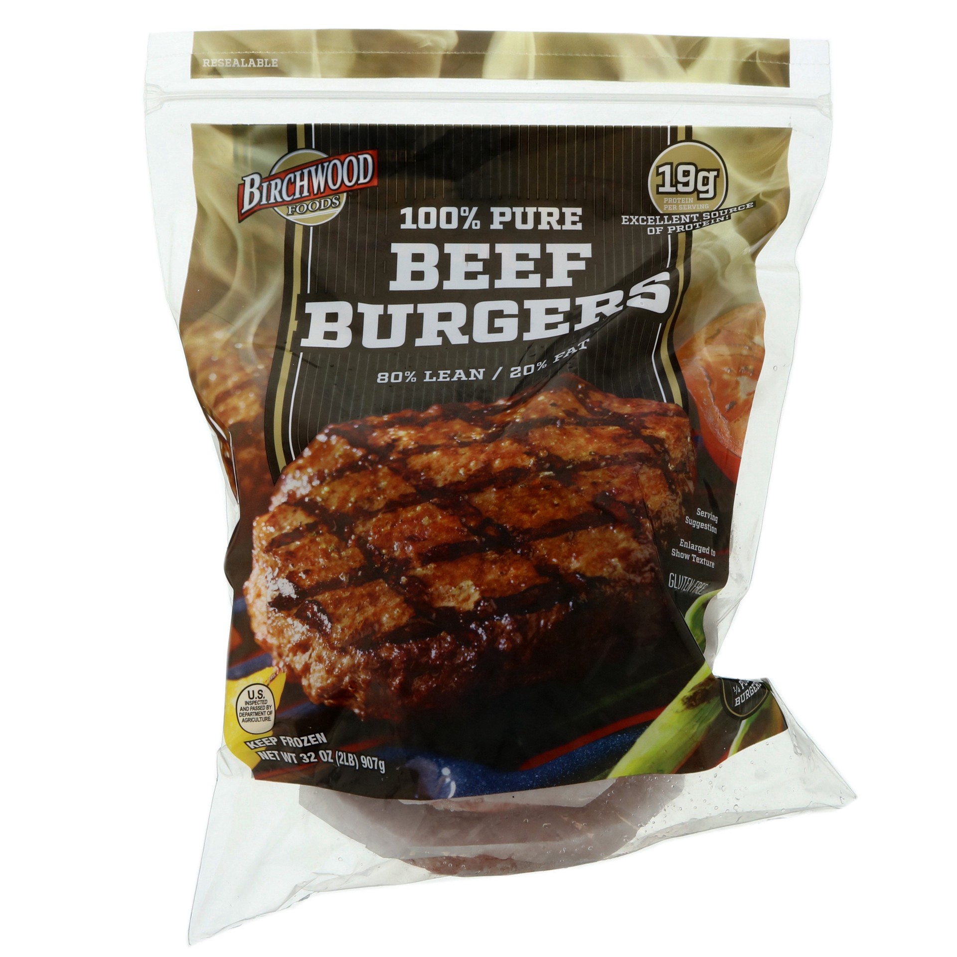 slide 1 of 1, Birchwood 100% Pure Beef Burgers 80% Lean, 8 ct