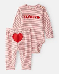 Carter's Baby Valentine's Day 2-Piece Striped Long-Sleeve Bodysuit & Pant Set - Red/White Red 18M