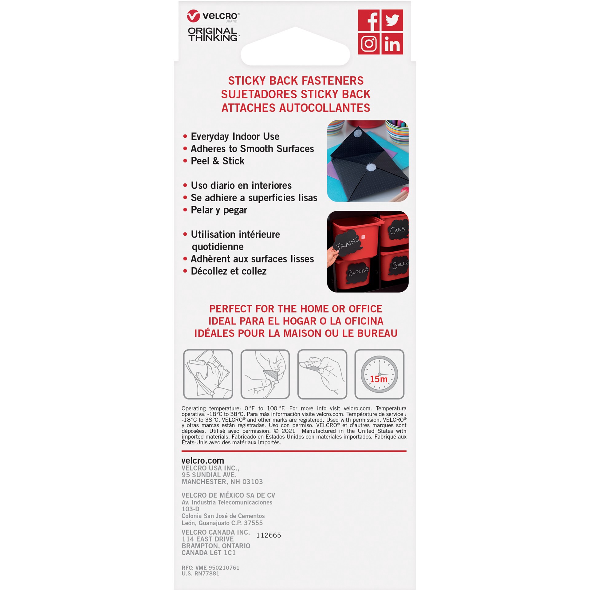 slide 5 of 7, Velcro Brand Square Sticky Back Fasteners, 7/8 in