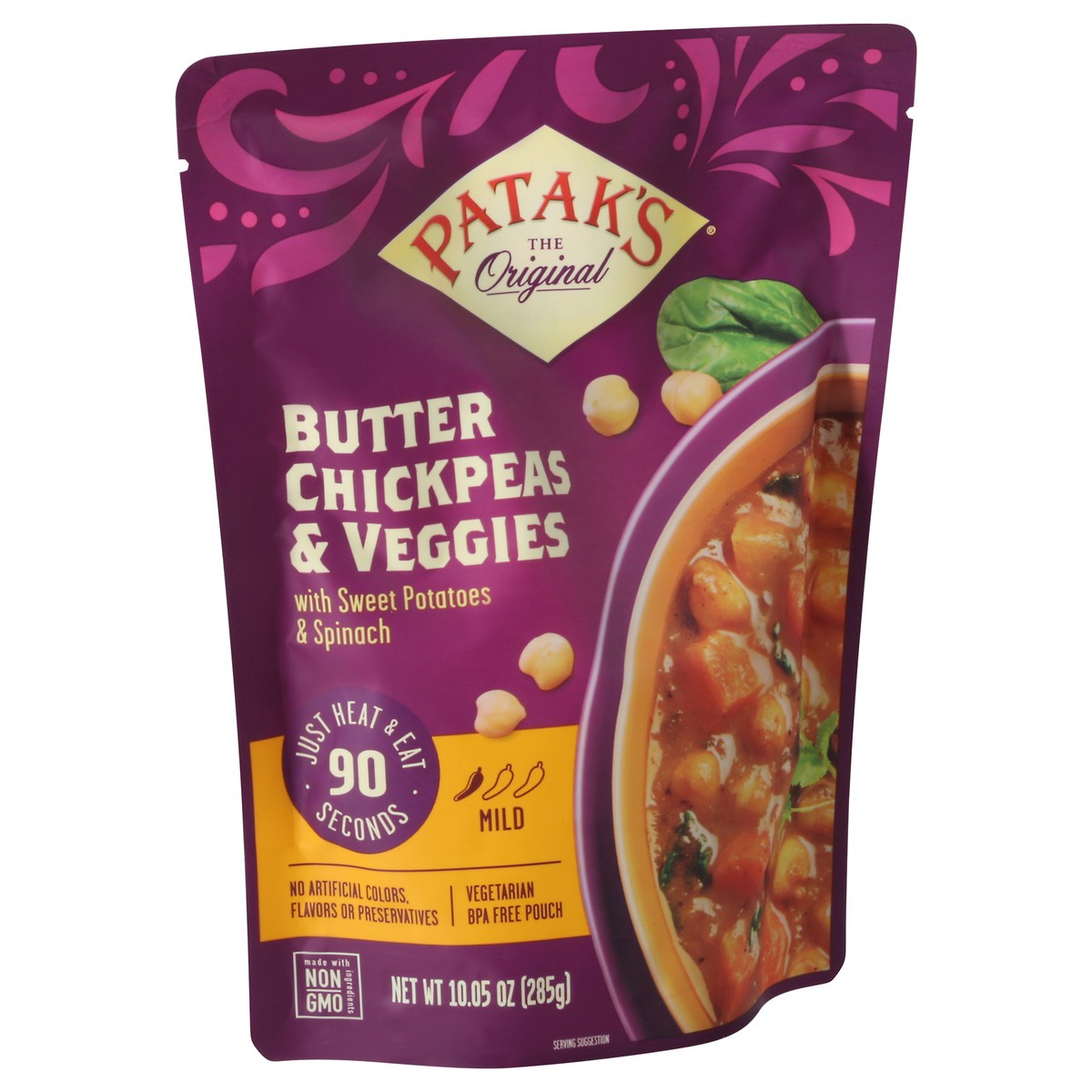 slide 8 of 9, Patak's Mild Butter Chickpeas & Veggie with Sweet Potatoes & Spinach 10.05 oz, 1 ct