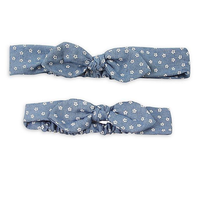 slide 1 of 1, Tiny Treasures Mommy and Me Chambray Hearts Headband Set - Blue, 2 ct