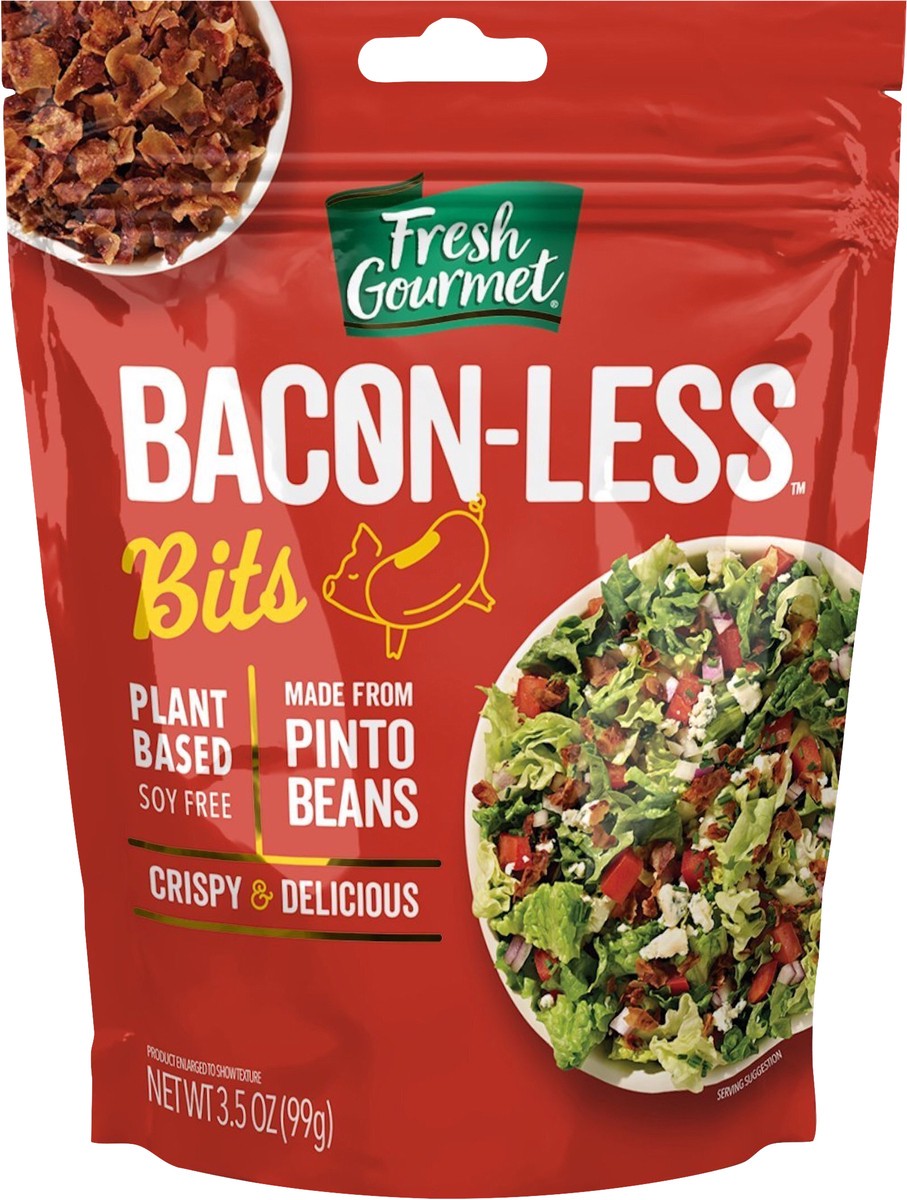 slide 3 of 3, Fresh Gourmet 3.5 oz. Bacon Less Bits, Bag, 3.5 oz