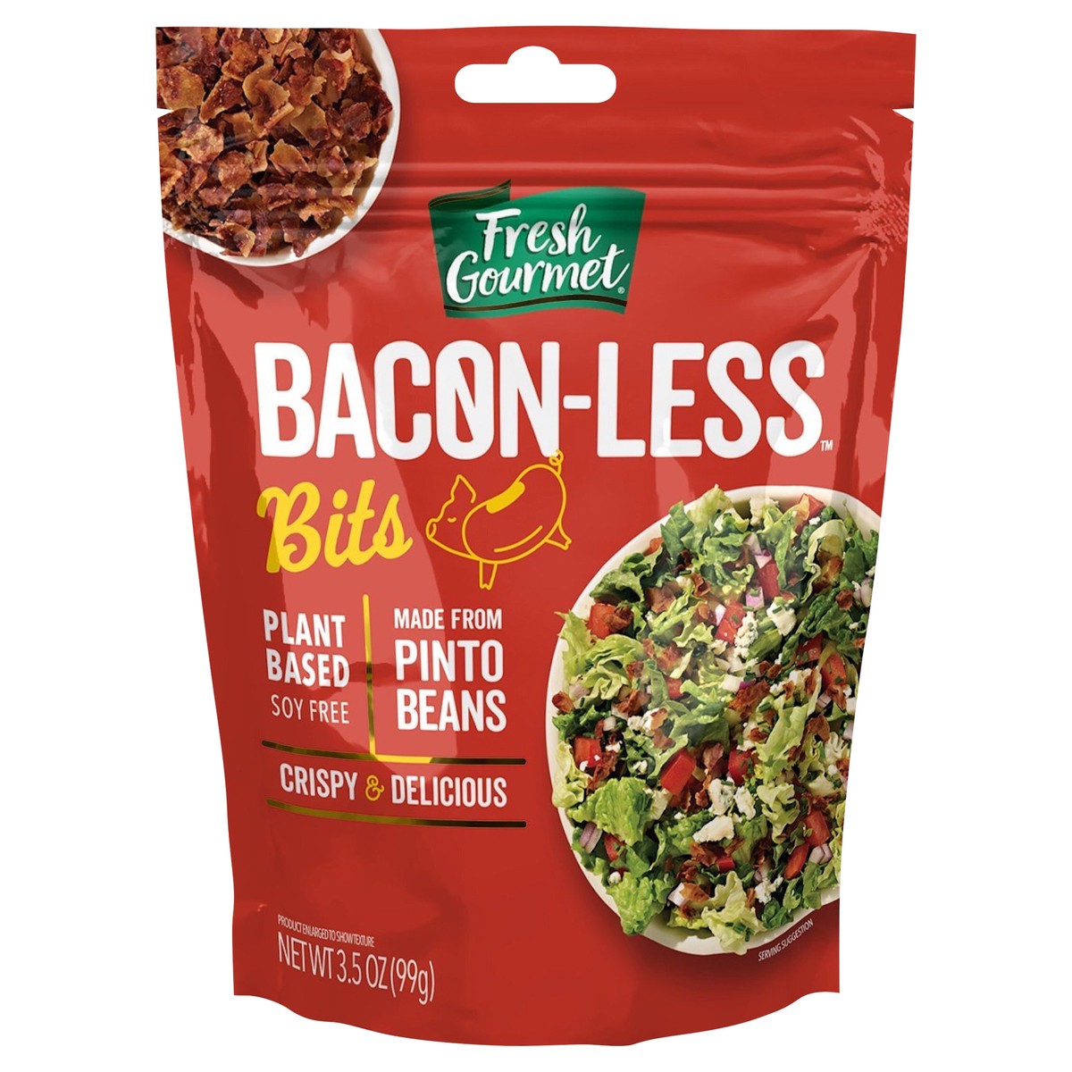 slide 1 of 3, Fresh Gourmet 3.5 oz. Bacon Less Bits, Bag, 3.5 oz