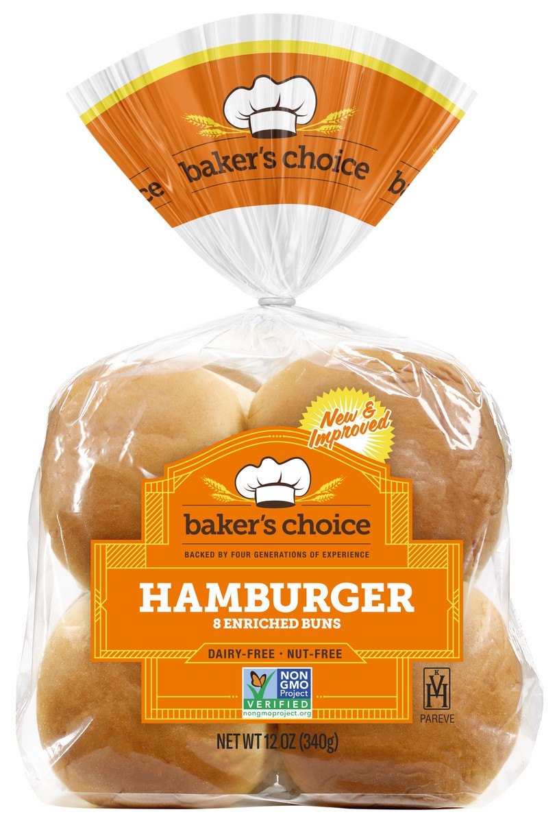 slide 7 of 9, Baker's Choice Hamburger Buns, 12 oz