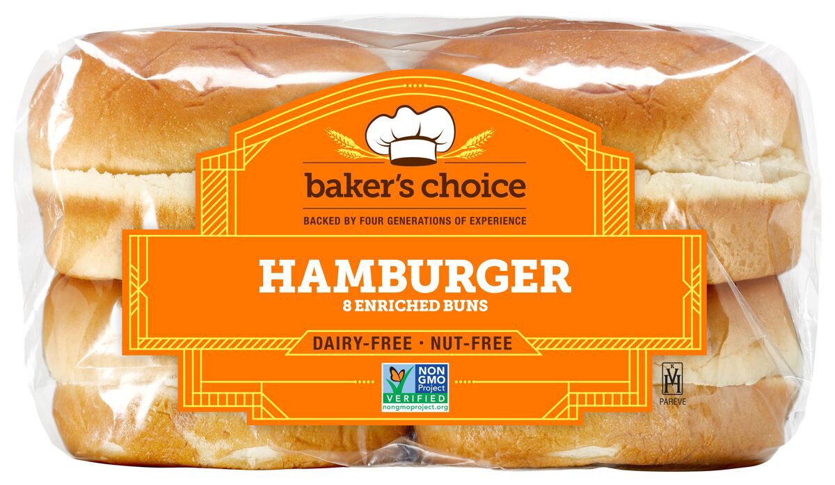 slide 9 of 9, Baker's Choice Hamburger Buns, 12 oz