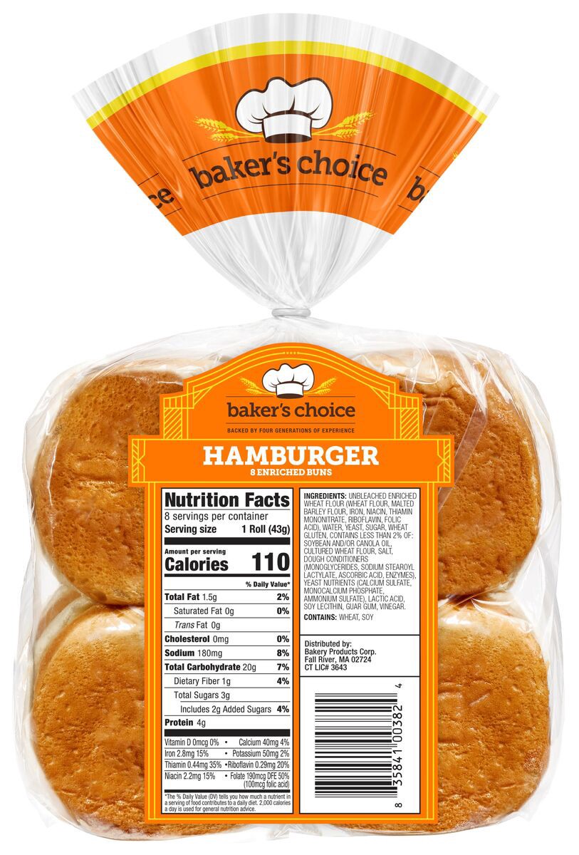 slide 6 of 9, Baker's Choice Hamburger Buns, 12 oz