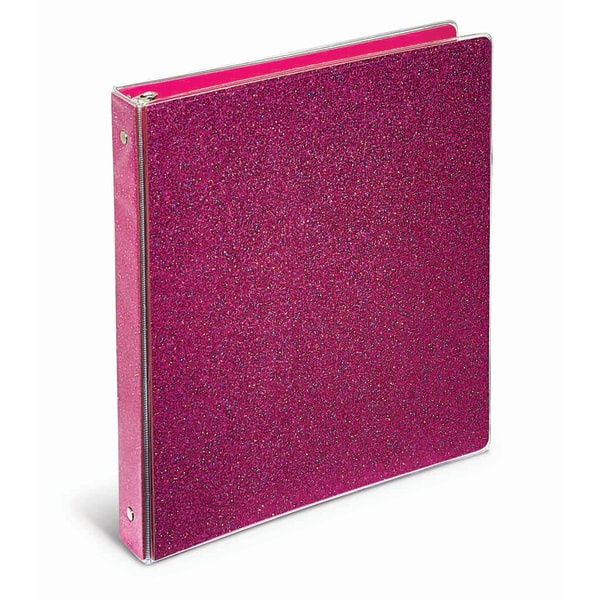 slide 1 of 1, Office Depot Brand Fashion Binder, 1'' Rings, Pink Glitter, 1 ct