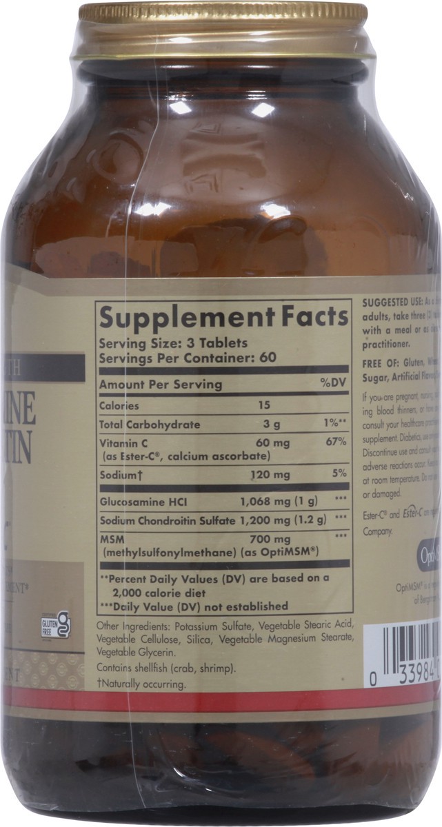 slide 5 of 12, Solgar Extra Strength Glucosamine Chondroitin MSM with Ester-C 180 Tablets, 180 ct