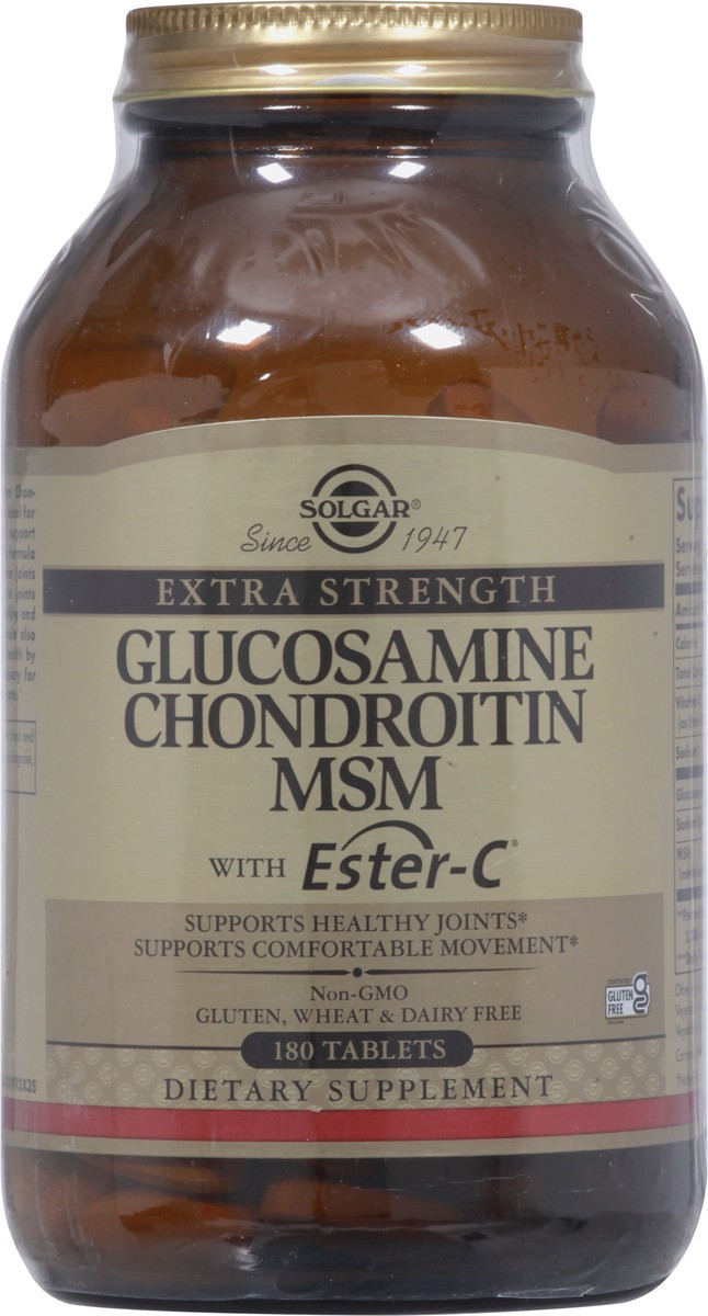 slide 2 of 12, Solgar Extra Strength Glucosamine Chondroitin MSM with Ester-C 180 Tablets, 180 ct