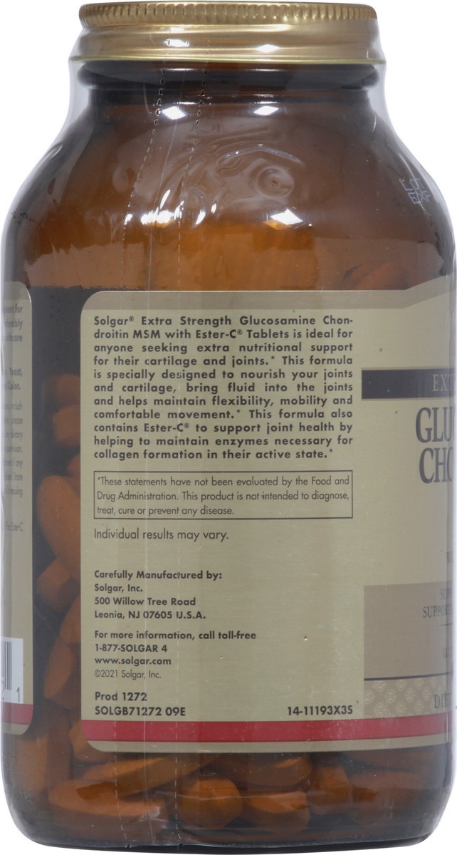 slide 3 of 12, Solgar Extra Strength Glucosamine Chondroitin MSM with Ester-C 180 Tablets, 180 ct