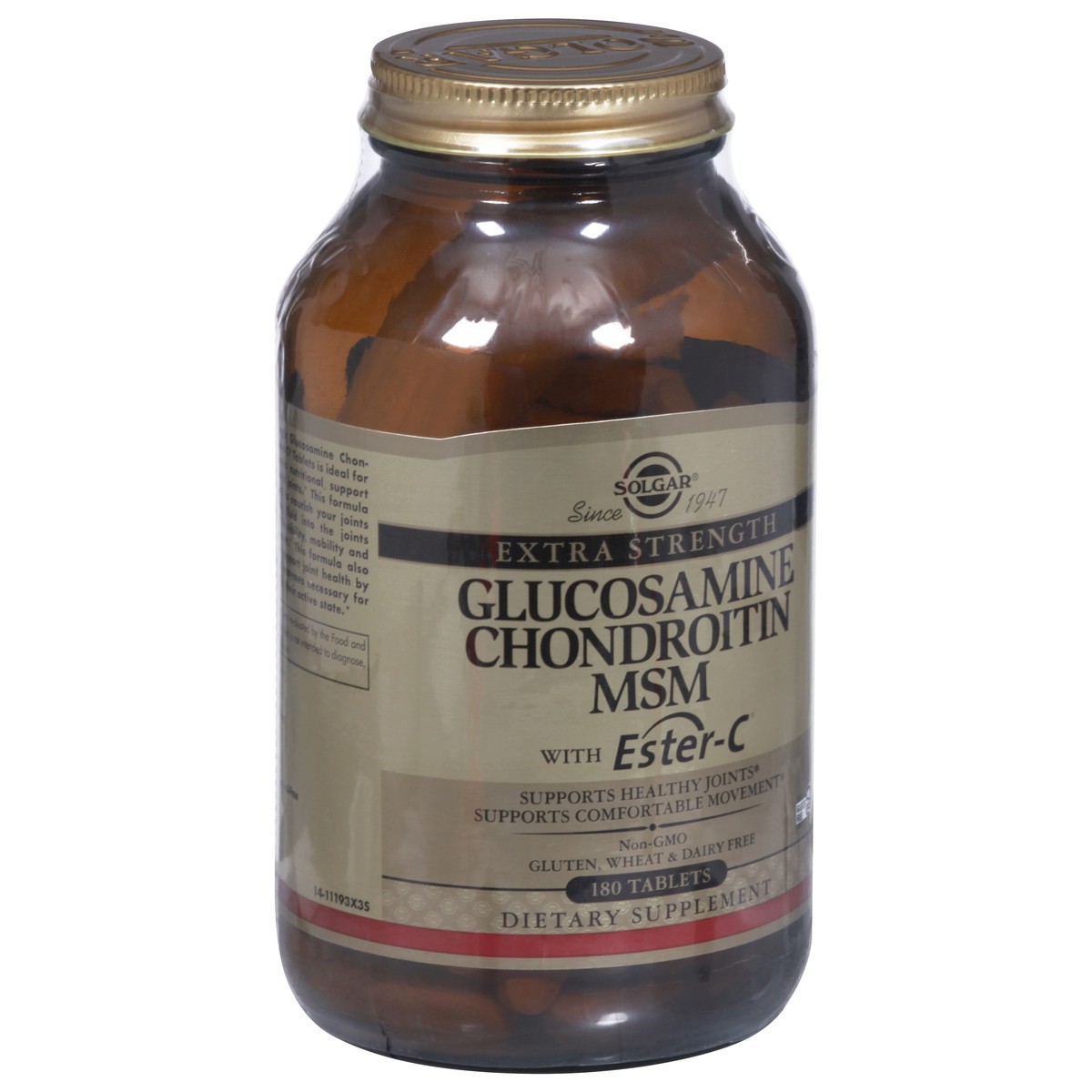 slide 11 of 12, Solgar Extra Strength Glucosamine Chondroitin MSM with Ester-C 180 Tablets, 180 ct