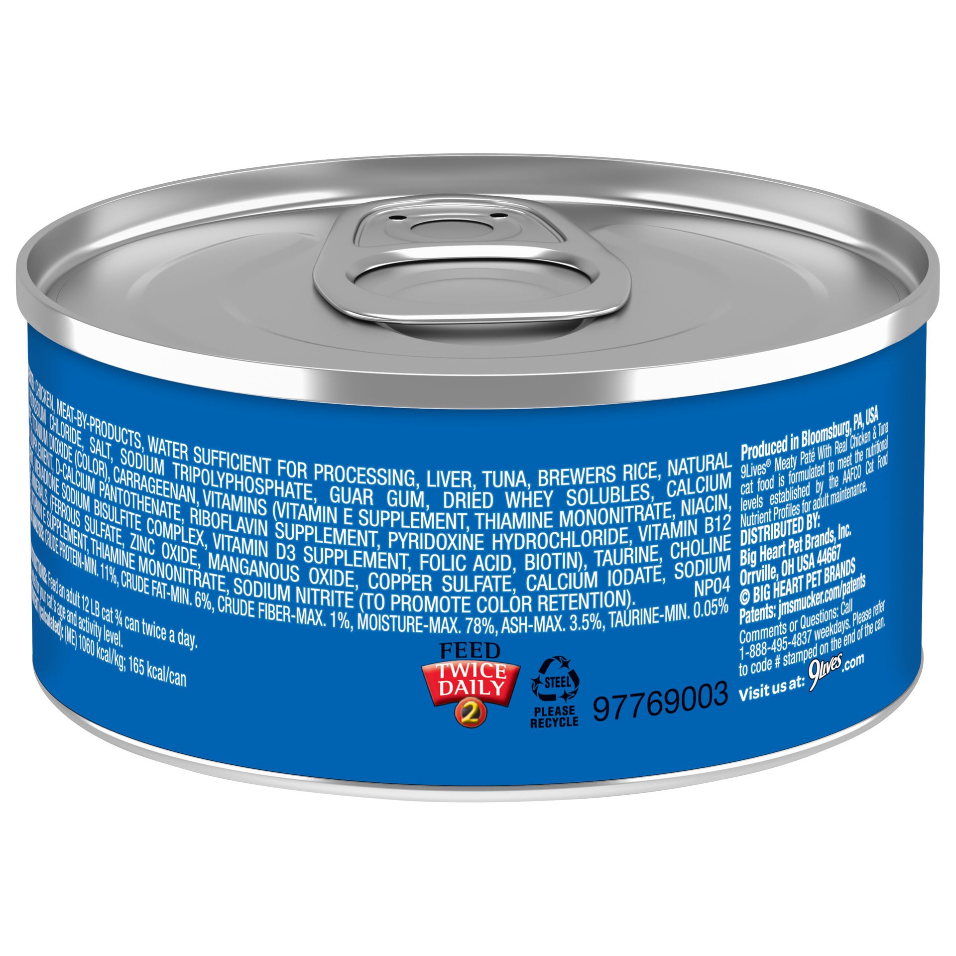 slide 5 of 5, 9Lives Meaty Paté With Real Chicken & Tuna Wet Cat Food, 22-Ounce, Pack of 4, 22 oz