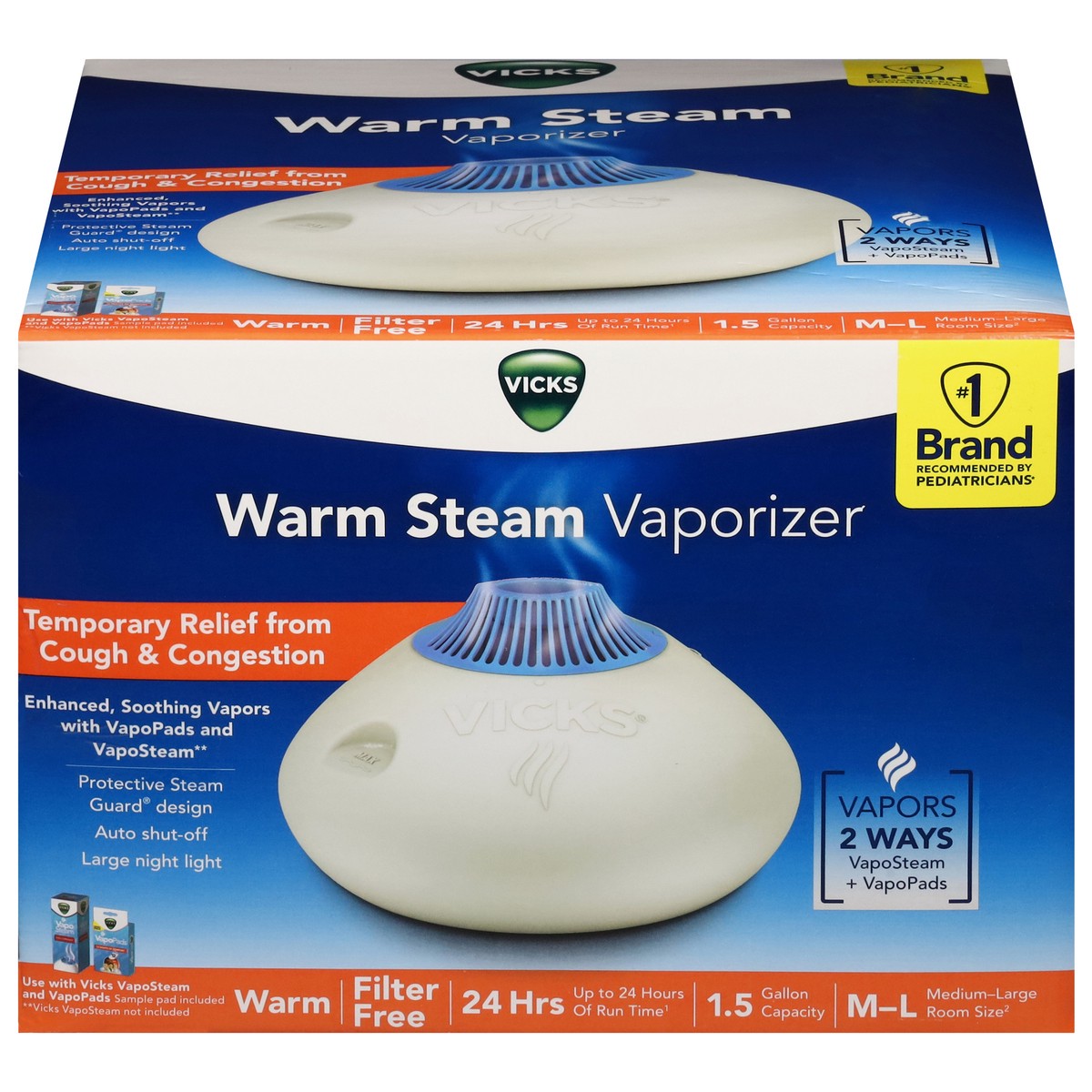 slide 2 of 14, Vicks Warm Steam Vaporizer Medium-Large Room Size 1 ea, 1 ct