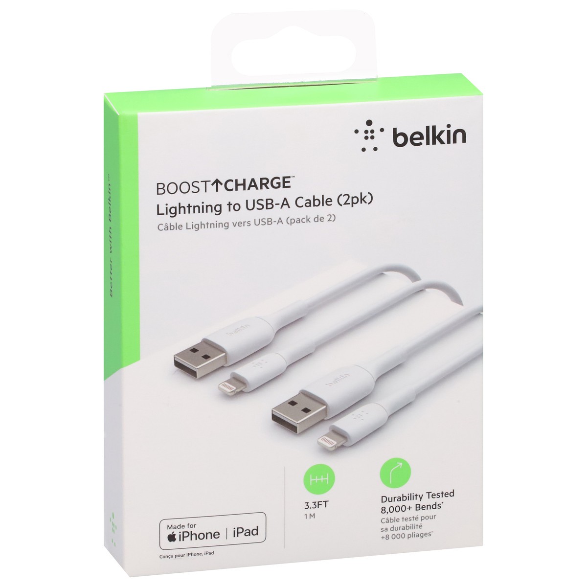 slide 7 of 9, Belkin Lightning To A Cable White, 2 ct