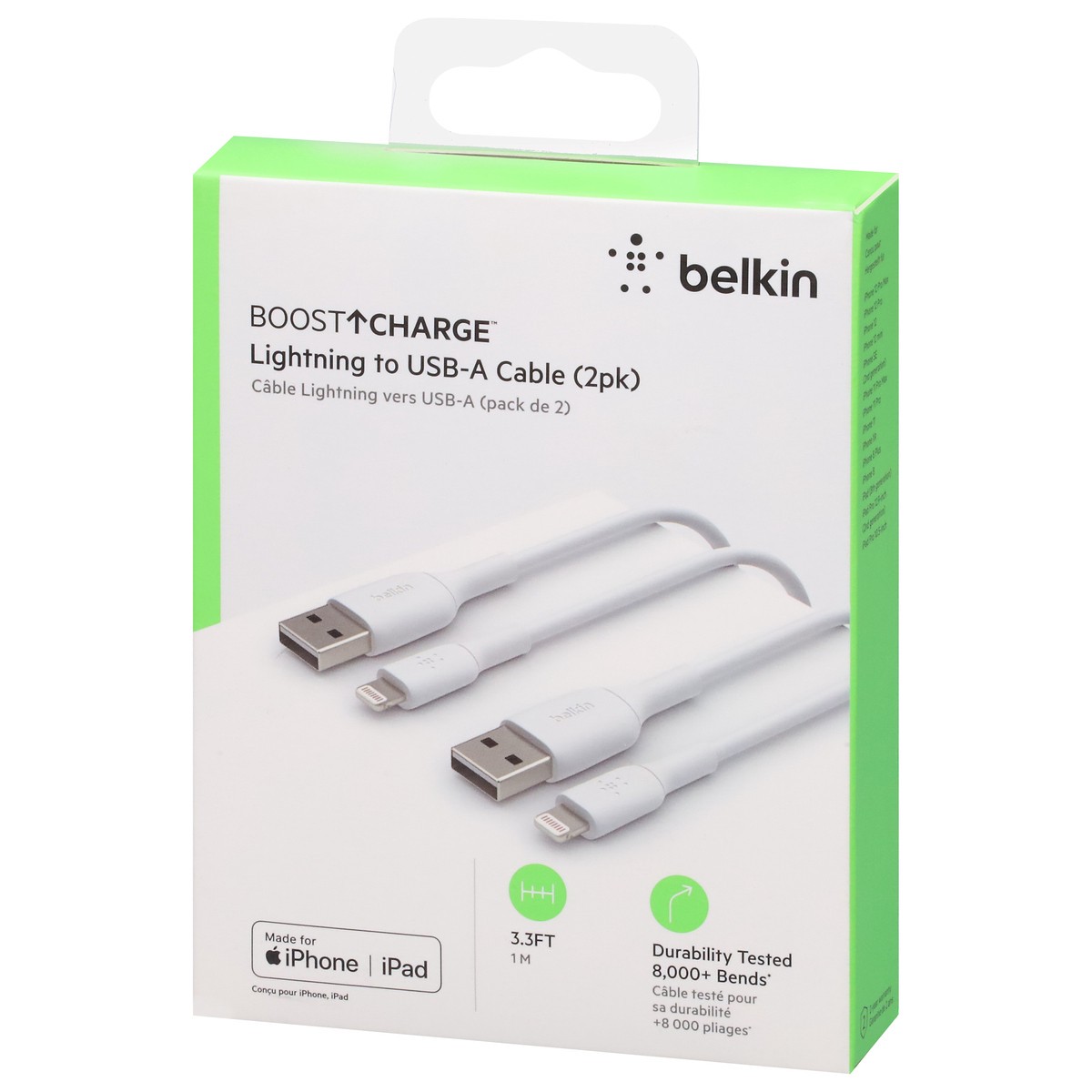 slide 8 of 9, Belkin Lightning To A Cable White, 2 ct