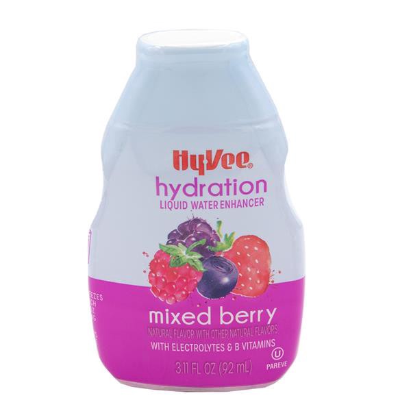 slide 1 of 1, Hy-Vee Hydration Liquid Water Enhancer, Mixed Berry, 3.11 fl oz