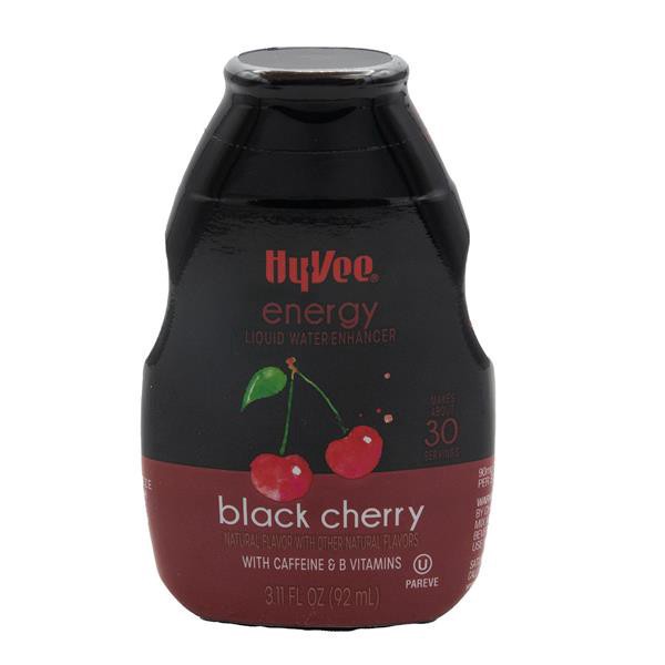 slide 1 of 1, Hy-Vee Energy Liquid Water Enhancer, Black Cherry, 3.11 fl oz