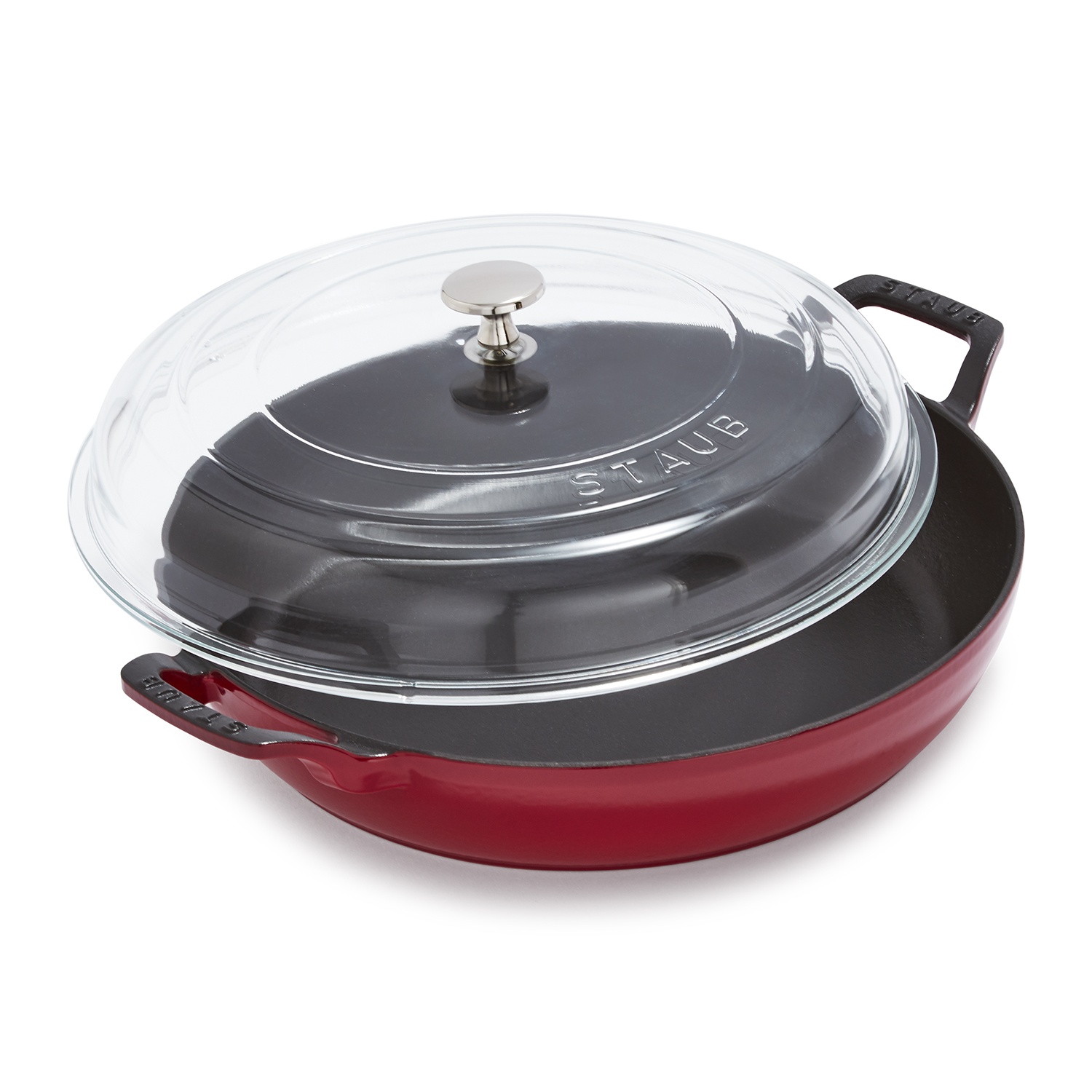 slide 1 of 1, STAUB Heritage All-Day Pan with Domed Glass Lid, Cherry, 3.5 qt