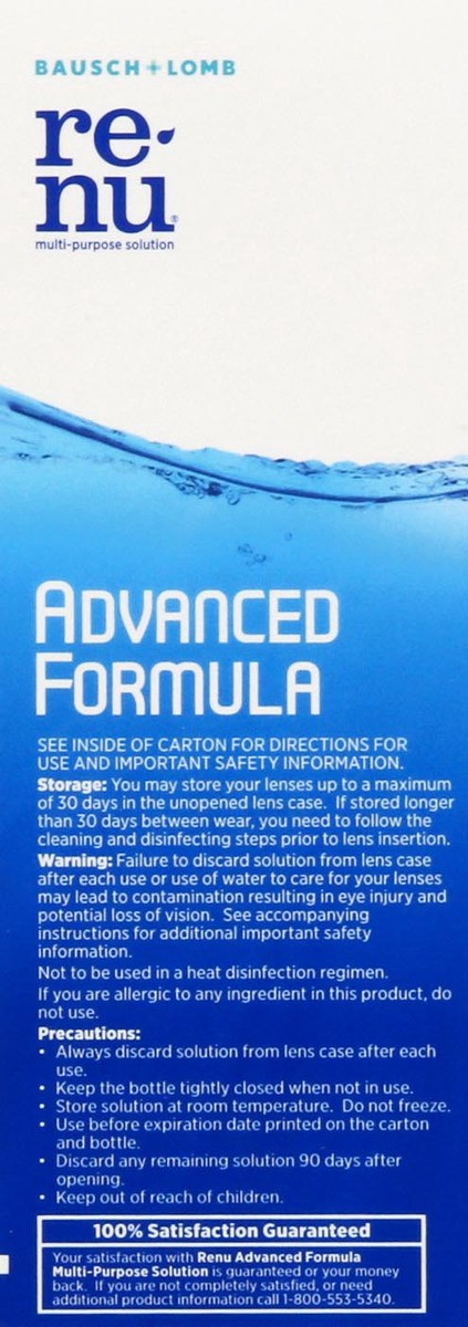 slide 2 of 9, Renu Contact Lens Solution, Advanced Formula Multipurpose Lens Cleaner for Eye Contacts, Cleaning, Moisturizing and Disinfecting Care for Soft & Silicon Hydrogel Lenses, 2 Fl Oz, 2 fl oz