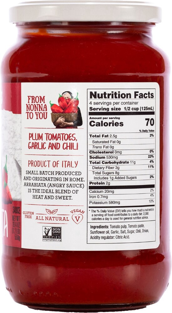 slide 3 of 3, Nonna Pia's Arrabiata Pasta Sauce, 19.4 oz
