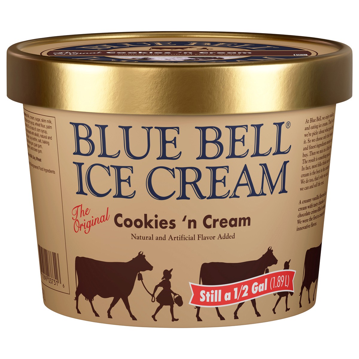 slide 1 of 15, Blue Bell Cookies 'n Cream Ice Cream 0.5 gal, 1/5 gal