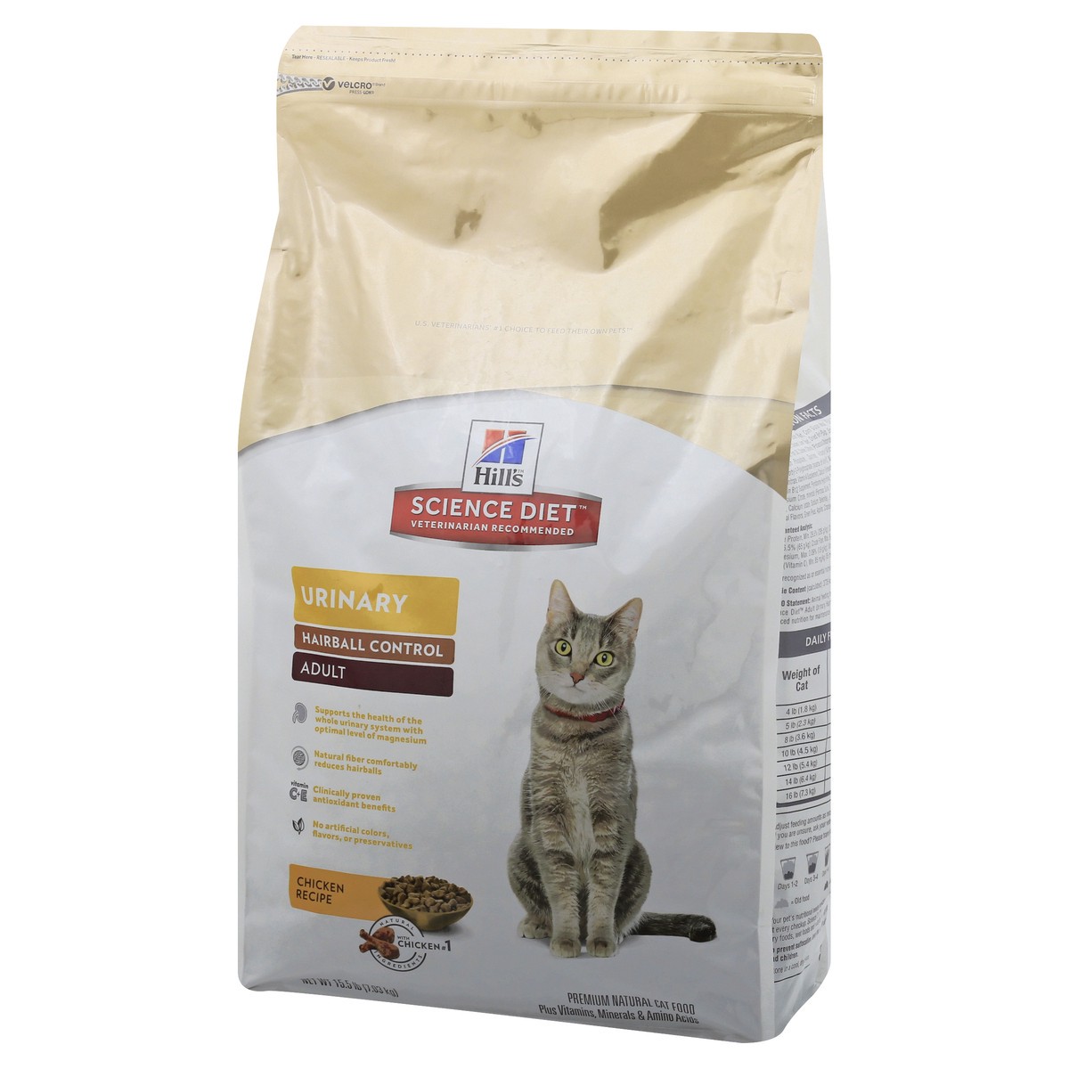 slide 5 of 9, Hill's Science Diet Premium Urinary Hairball Control Adult Chicken Recipe Cat Food 15.5 lb, 15.5 lb