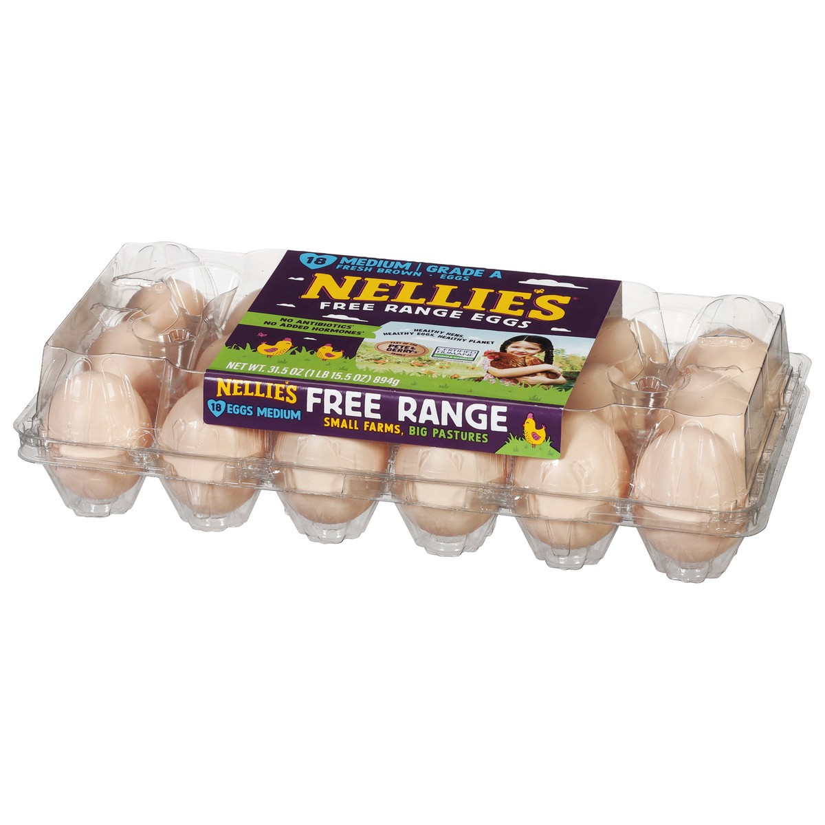 slide 3 of 4, Nellie's Medium Free Range Brown, 18 ct