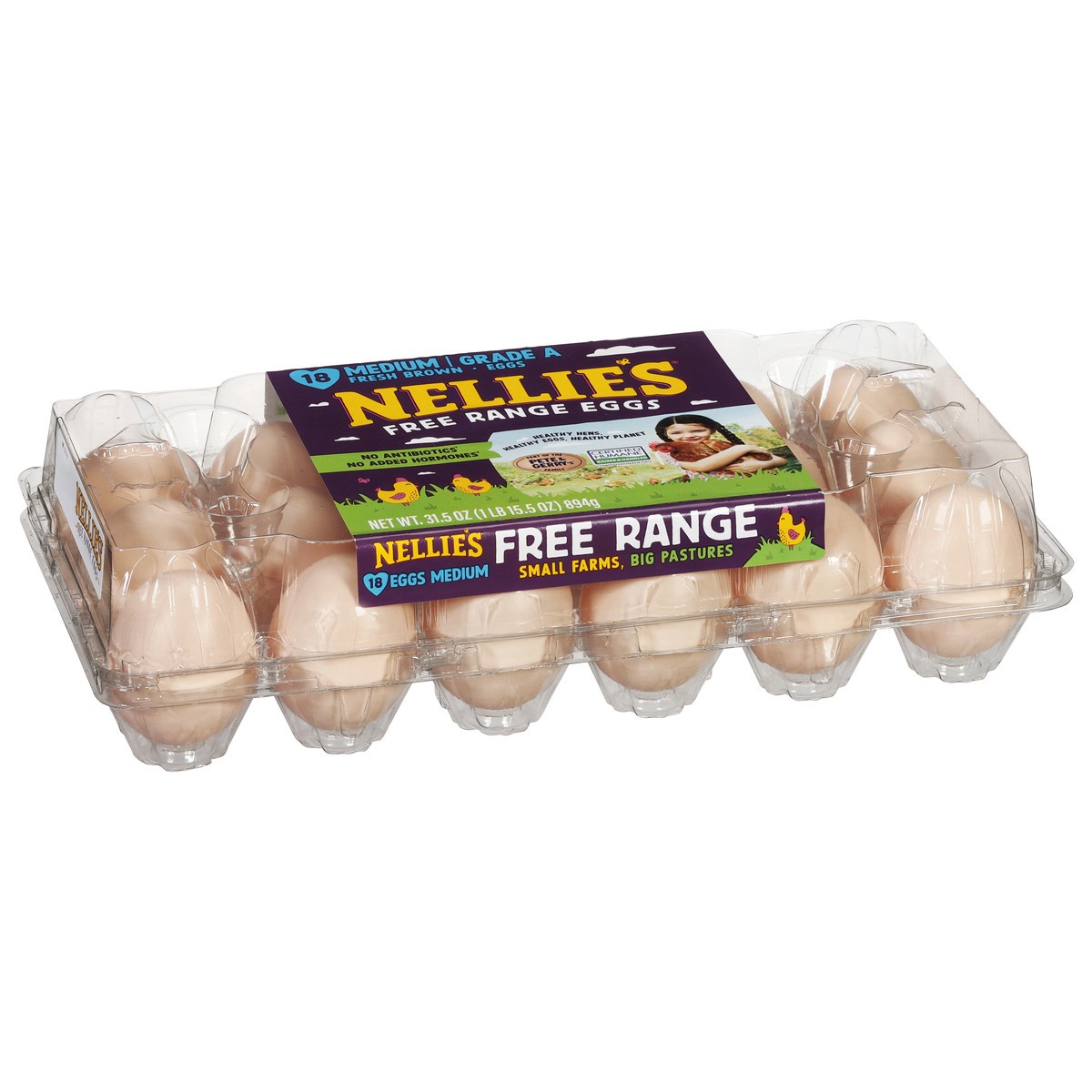 slide 2 of 4, Nellie's Medium Free Range Brown, 18 ct