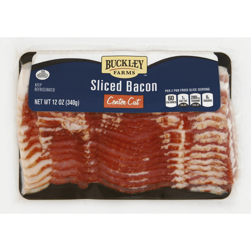 slide 2 of 2, Buckley Farms Center Cut Sliced Bacon, 12 oz