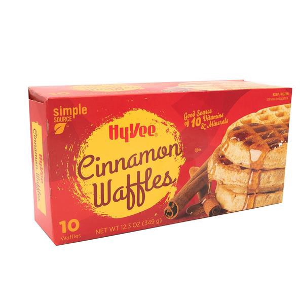 slide 1 of 1, Hy-Vee Cinnamon Waffles, 10 Count, 12.3 oz