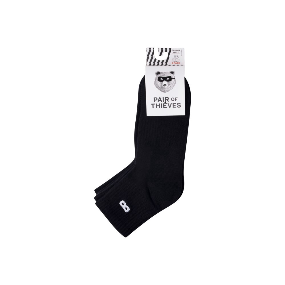 slide 4 of 5, Pair of Thieves Blackout/Whiteout Men's Cushioned Quarter/Ankle Socks - Black, 3 ct