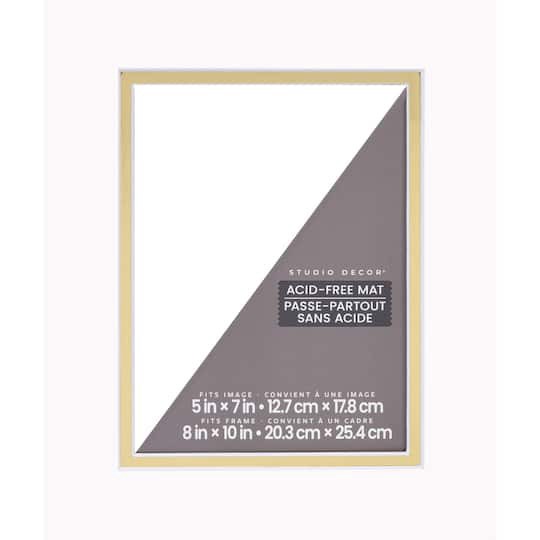 slide 1 of 2, 8" X 10" White & Gold Double Mat, 5" X 7" Opening Size By Studio Decor, 8 in x 10 in