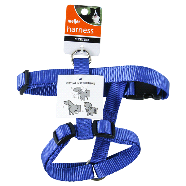 slide 1 of 2, Meijer Adjustable Dog Harness, Nylon, Blue, Medium, MED