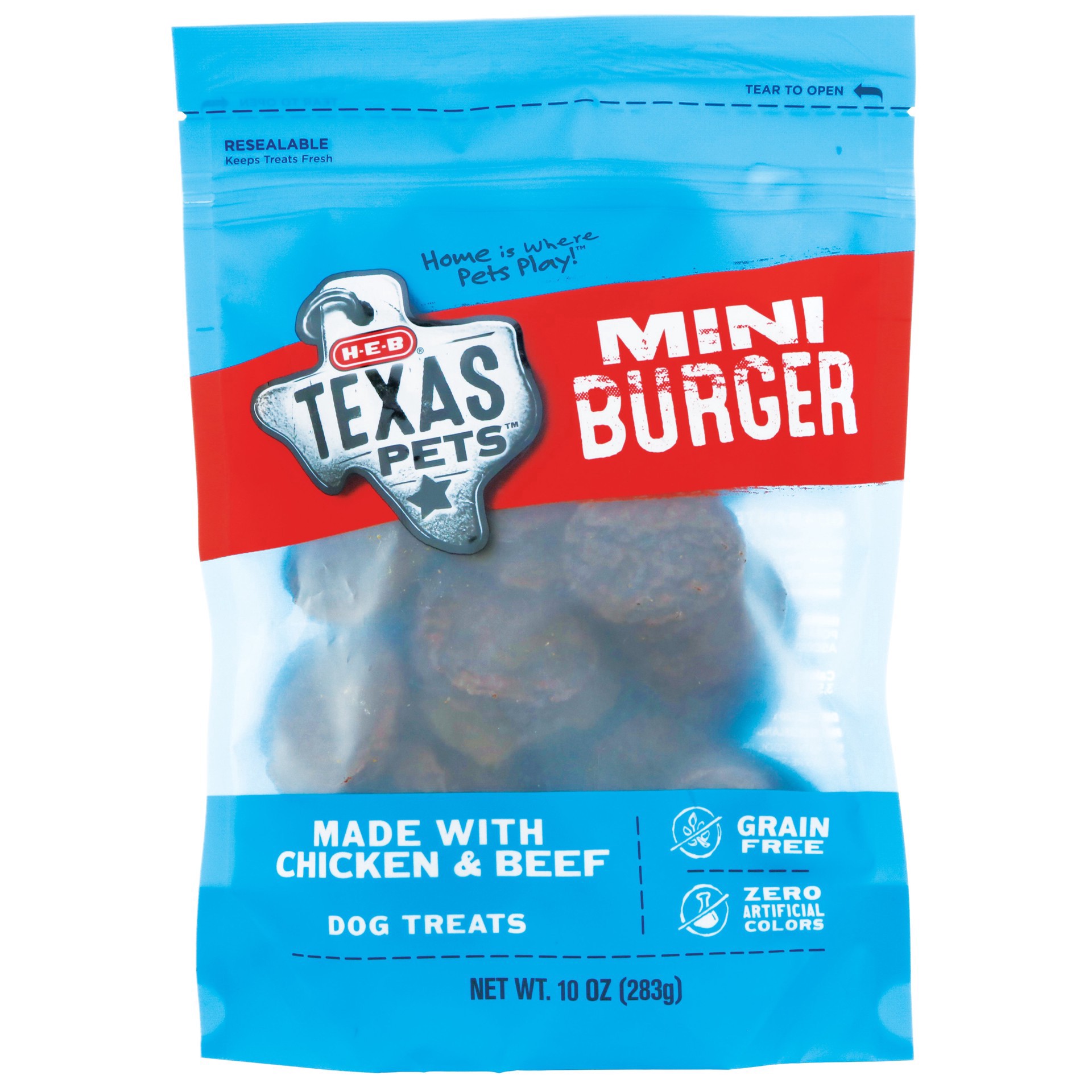 slide 1 of 1, H-E-B Texas Pets, Mini Burger Made with Chicken & Beef, 10 oz