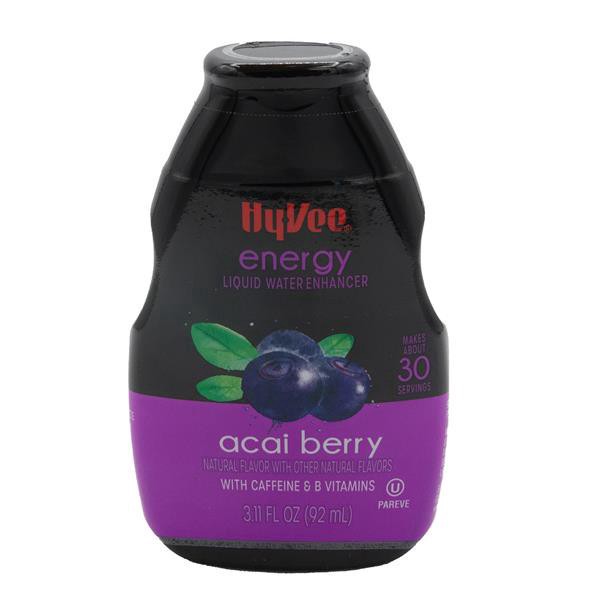 slide 1 of 1, Hy-Vee Energy Liquid Water Enhancer, Acai Berry, 3.11 fl oz