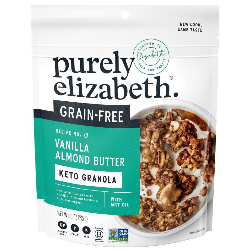 slide 1 of 9, Purely Elizabeth Vanilla Almond Butter Grain Free Keto Granola, 8 oz