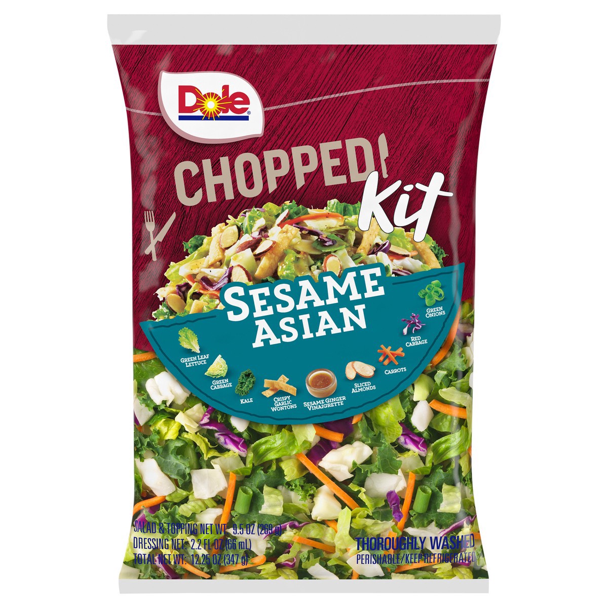 slide 2 of 7, Dole Chopped Sesame Asian Salad Kit, 12.25 oz