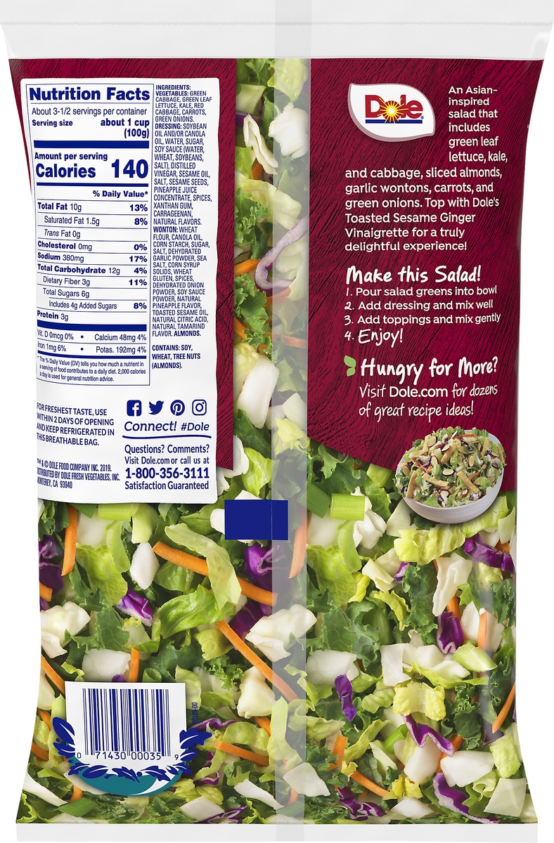 slide 5 of 5, Dole Chopped Sesame Asian Salad Kit, 13.6 oz
