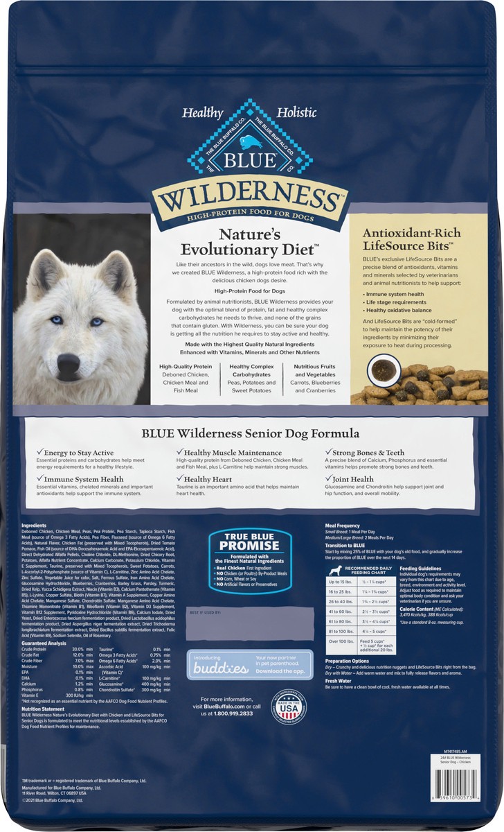 slide 8 of 13, Blue Buffalo Blue Wilderness Chicken Senior Dry Dog Food, 24 lb