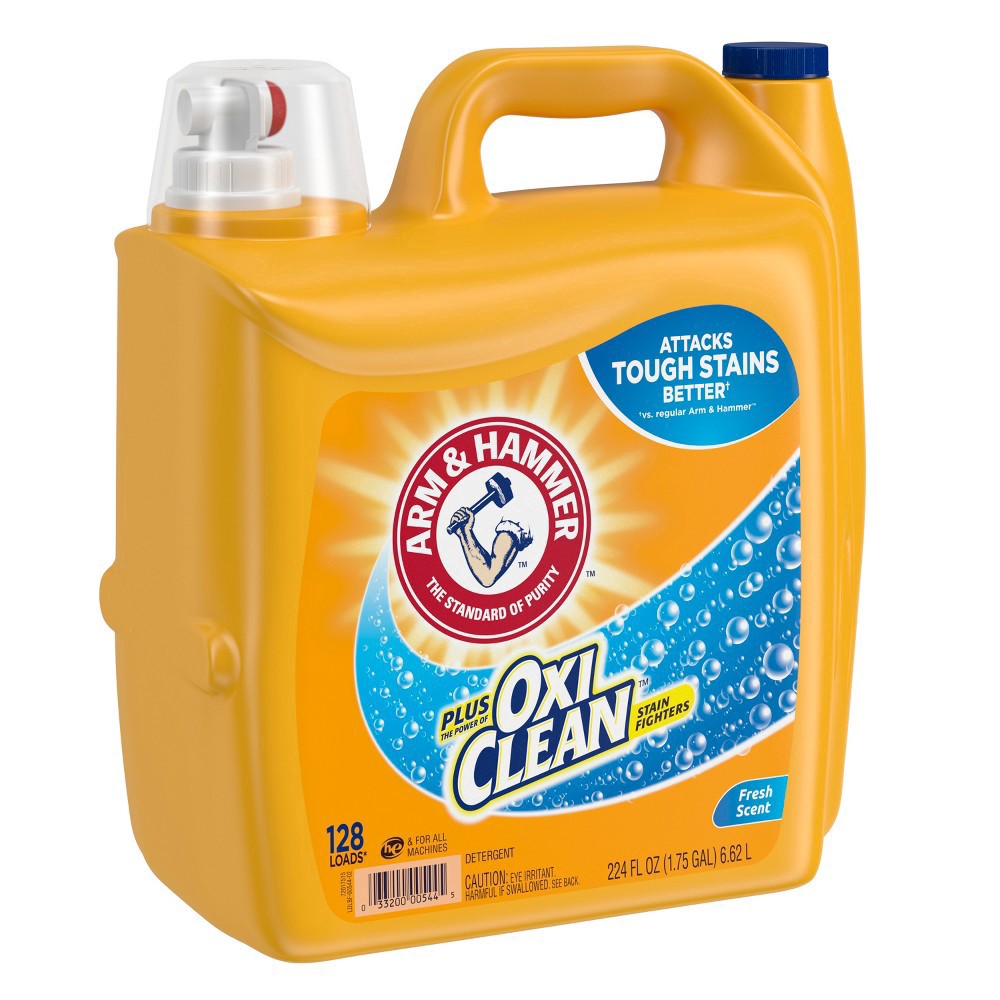 slide 4 of 6, Arm & Hammer Plus OxiClean Fresh Scent, 128 Loads Liquid Laundry Detergent, 224 Fl oz, 224 fl oz