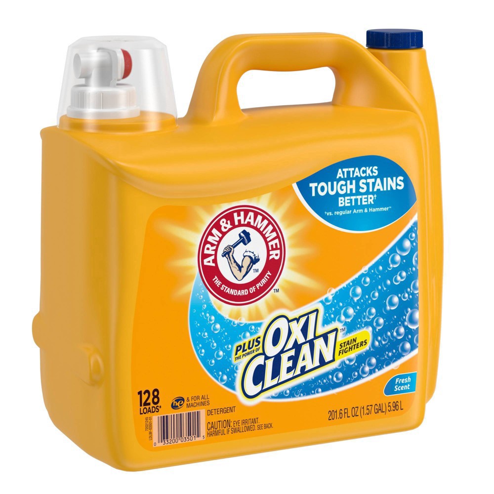 slide 2 of 6, Arm & Hammer Plus OxiClean Fresh Scent, 128 Loads Liquid Laundry Detergent, 224 Fl oz, 224 fl oz