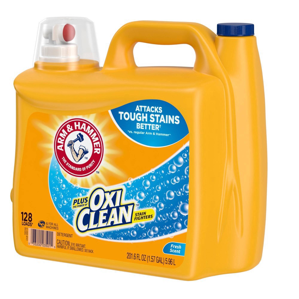 slide 5 of 6, Arm & Hammer Plus OxiClean Fresh Scent, 128 Loads Liquid Laundry Detergent, 224 Fl oz, 224 fl oz