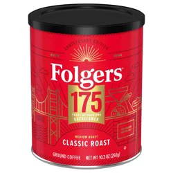 Folgers Classic Roast Medium Roast Ground Coffee, Limited Edition Metal Can, 10.3 Oz.