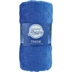 Destination Holiday Blue Star Embossed Throw