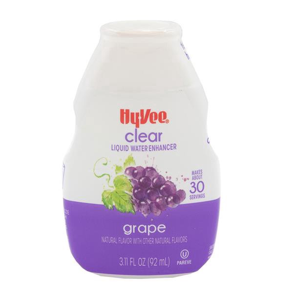 slide 1 of 1, Hy-Vee Clear Liquid Water Enhancer, Grape, 3.11 fl oz
