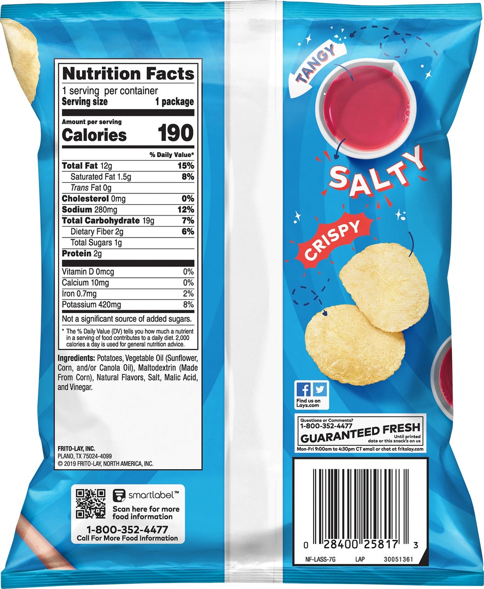 slide 3 of 3, Lay's Salt & Vinegar Flavored Potato Chips 1.25 oz, 1.25 oz