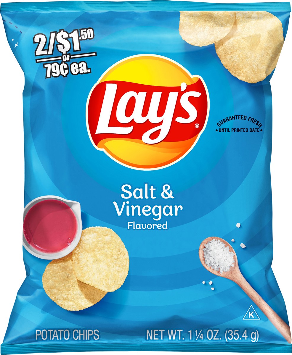 slide 1 of 3, Lay's Salt & Vinegar Flavored Potato Chips 1.25 oz, 1.25 oz