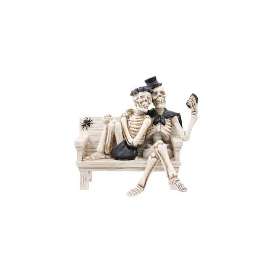 slide 1 of 3, Mini Selfie Skeletons On Bench By Ashland, 1.42 in x 4.23 in x 3.83 in