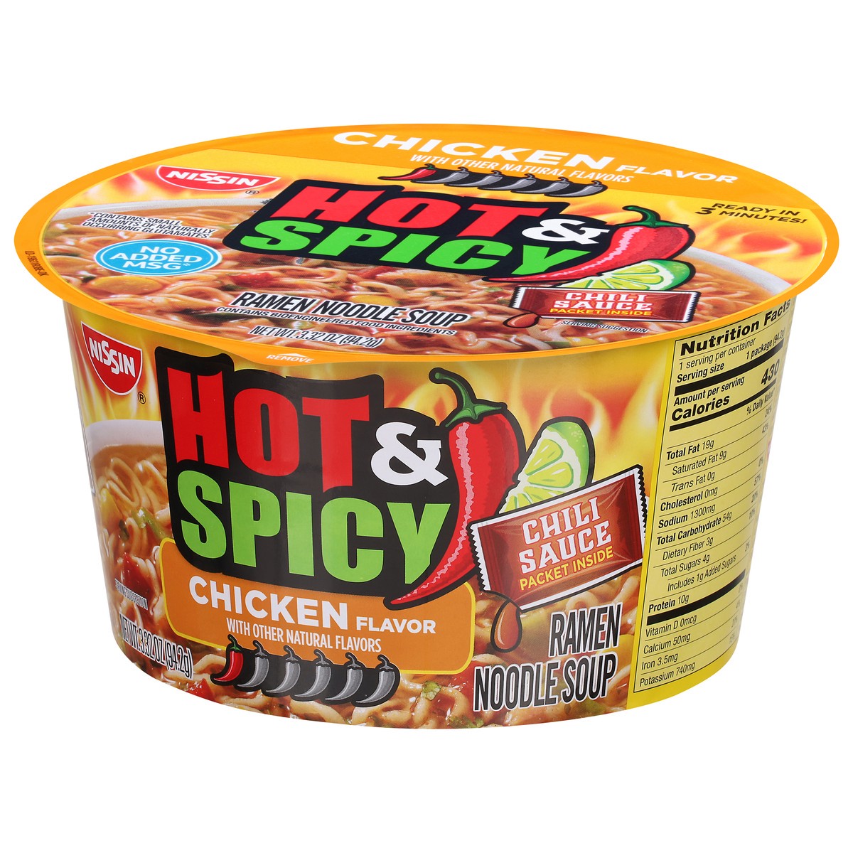 slide 6 of 9, Nissin Hot & Spicy Chicken Flavor Ramen Noodle Soup 3.32 oz, 3.32 oz